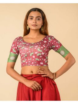 BINDIGASM'S ADVI - Maroon Pichwai Border Stitched Blouse