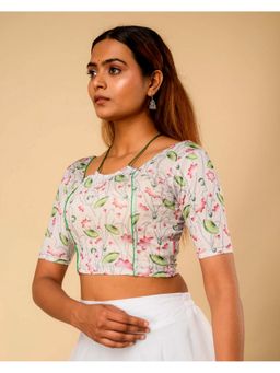 BINDIGASM'S ADVI - White Pichwai Dori Stitched Blouse