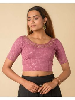 BINDIGASM'S ADVI - Mauve Embroidered Sequin-Dobby Metallic Glitter Embossed Stitched Blouse
