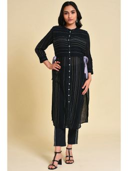 W - Black Abstract Kurta
