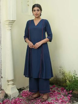 JITI - Atosi Navy Blue Kurta with Palazzo (Set of 2)