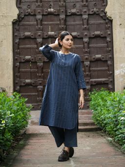 JITI - Ambar Blue Kurta with Palazzo (Set of 2)