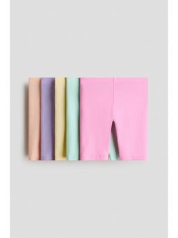 H&M - Girls Turquoise 5-Pack Cotton Cycling Shorts