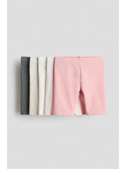 H&M - Girls Pink 5-Pack Cotton Cycling Shorts