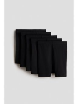 H&M - Girls Black 5-Pack Cotton Cycling Shorts