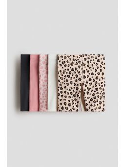 H&M - Girls Beige 5-Pack Cotton Cycling Shorts