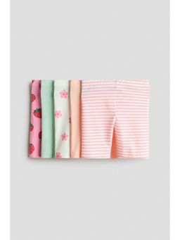 H&M - Girls Pink 5-Pack Cotton Cycling Shorts