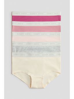 H&M - Girls Pink 5-Pack Text-Motif Hipster Biefs