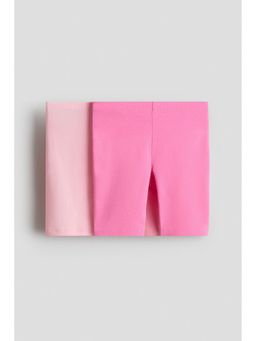 H&M - Girls Pink 2-Pack Cotton Cycling Shorts
