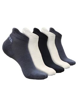 Heelium - Bamboo Ankle Socks-FreeSize UK7-11,5 Pairs,2White,2Grey,1Black,Anti dour (Pack of 5)