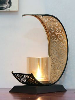At Home by Nilkamal - Arc Candle Stand (Black & Gold)