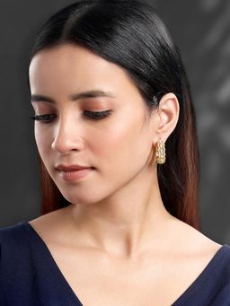 Peora - Gold Plated Cubic Zirconia Half Hoop Earrings