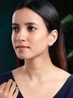 Peora - Gold Plated Cubic Zirconia Studded Hoop Earrings