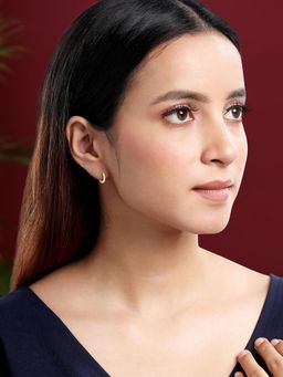 Peora - Gold Plated Cubic Zirconia Studded Hoop Earrings