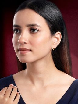 Peora - Gold Plated Cubic Zirconia Studded Solitaire Hoop Earrings