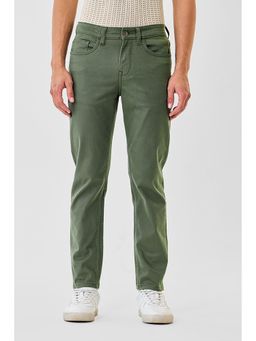 Snitch - Olive Solid Slim Fit Jeans for Men