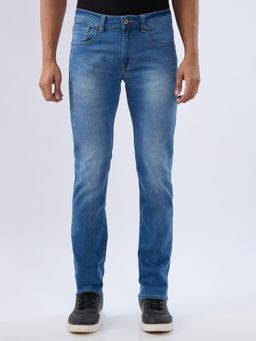 Spykar - Mid Blue Regular Fit Mid Rise Jeans for Men