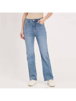Madame - Light Blue Cotton Flared Jeans