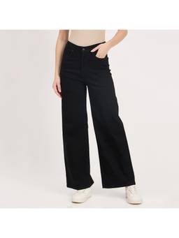 Madame - Black Cotton Straight Fit Jeans