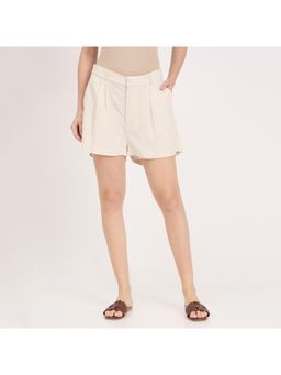 Madame - Beige Colour Rayon Linen Shorts