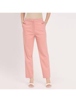Madame - Blush Cotton Blend Tapered Trousers
