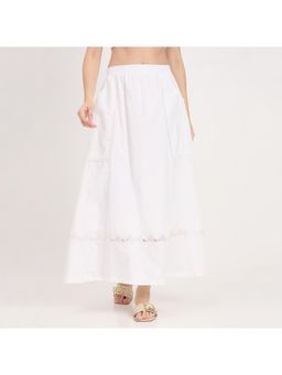 Madame - White Cotton Embroidery Skirt