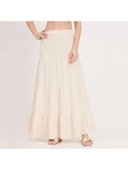 Madame - Beige Tiered Rayon Blend Skirt