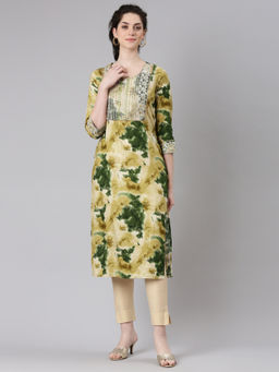 NEERU'S - Green Straight Casual Straight Kurta