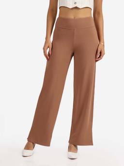 Blissclub - Women Beige Am Pm Cotton Wide Legged Pant