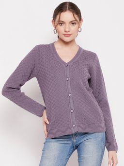 Madame - Self Design Garnet Cardigan for Women