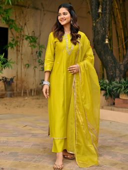 Lavanya The Label - Green Gota Patti Kurta (Set of 3)