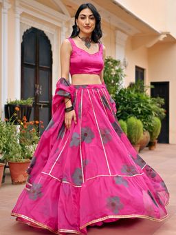 Lavanya The Label - Pink Handpainted Lehenga (Set of 3)