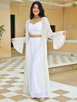 Lavanya The Label - White Georgette Fusion (Set of 3)