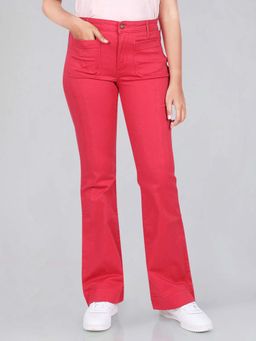 Wrangler - Women Red Flare Flared Fit High Rise No Fade Jeans