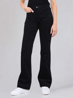 Wrangler - Women Black Flare Flared Fit High Rise No Fade Jeans