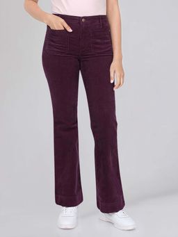 Wrangler - Women Purple Flare Flared Fit High Rise No Fade Jeans