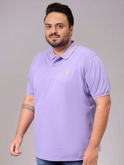 Hardsoda - By The Indian Garage Co Men Plus Size Regular Fit Solid Polo Neck T-Shirt Purple