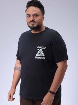 Hardsoda - By The Indian Garage Co Men Plus Size Regular Fit Print Round Neck T-Shirt Black