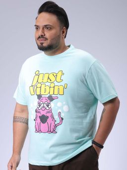 Hardsoda - By The Indian Garage Co Men Plus Size Regular Fit Print Round Neck T-Shirt Green