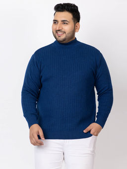 Kvetoo - Indigo Men Plus Size High Neck Sweater