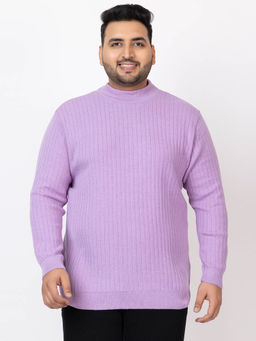 Kvetoo - Lavender Men Plus Size High Neck Sweater