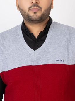 Kvetoo - Men Red Plus Size Sleeveless Sweater