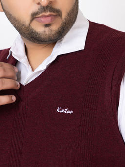 Kvetoo - Wine Men Plus Size Sleeveless Sweater