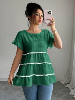 Outzidr - Green Solid Regular Tiered Top