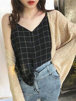 Outzidr - Black Pattern Checkered Top