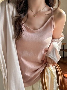 Outzidr - Light Pink Solid Relaxed Fit Camisole