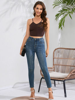 Outzidr - Brown Straps Solid Camisole