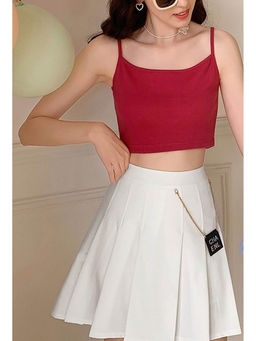 Outzidr - Red Cropped Solid Camisole