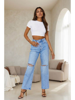 Outzidr - White Round Neck Short Sleeve Crop Top