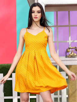 Sera - Yellow Printed Mini Dress